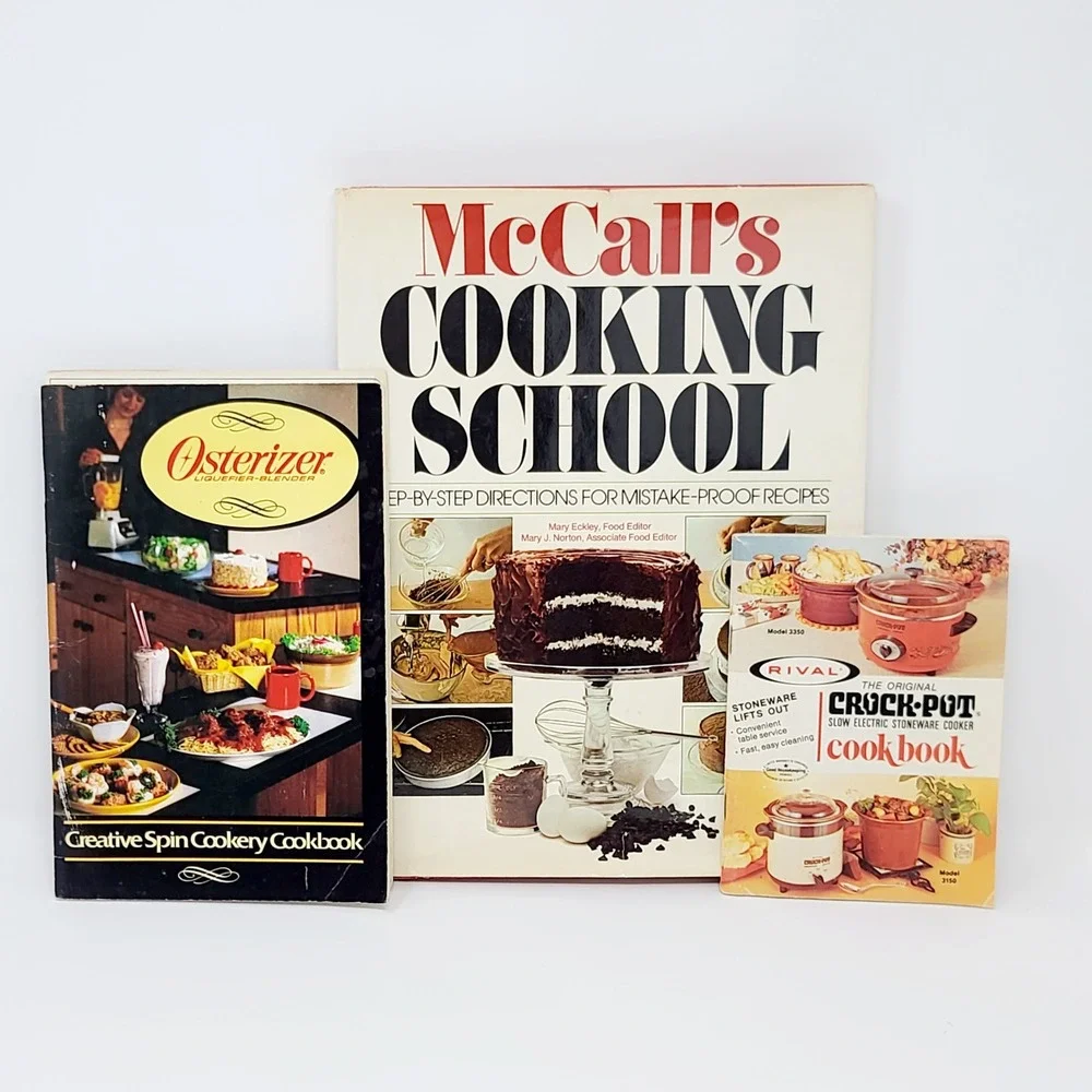 VALUE BUNDLE: Lot of 3 Vintage Cookbooks McCall's Osterizer Crock-Pot 70s 80s
